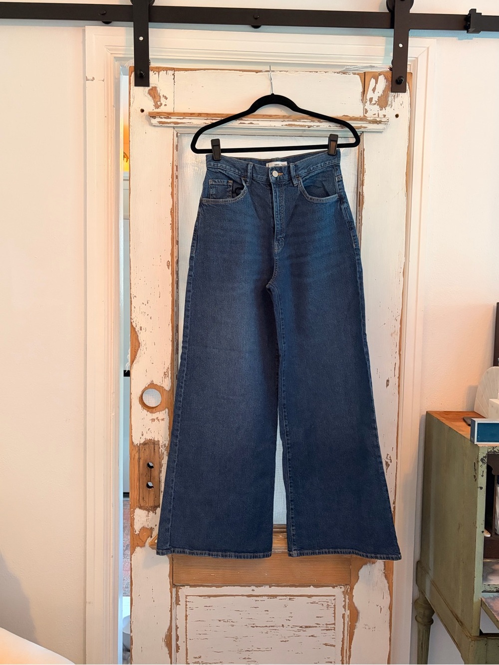 High-Rise Wide-Leg Jeans in Dark Blue Denim
